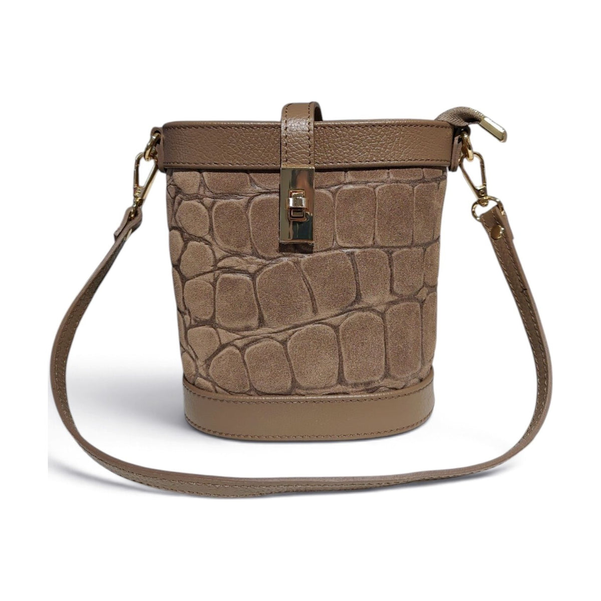 BM897 Taupe Croc Bucket Bag