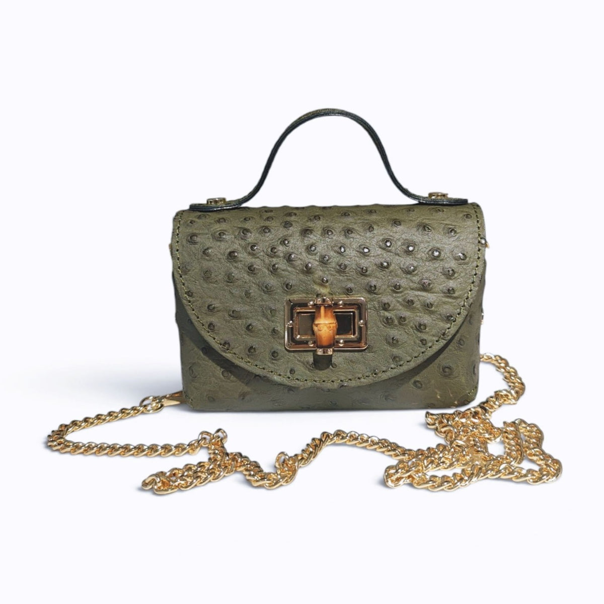 BM837 Khaki Textured Leather Crossbody Bag