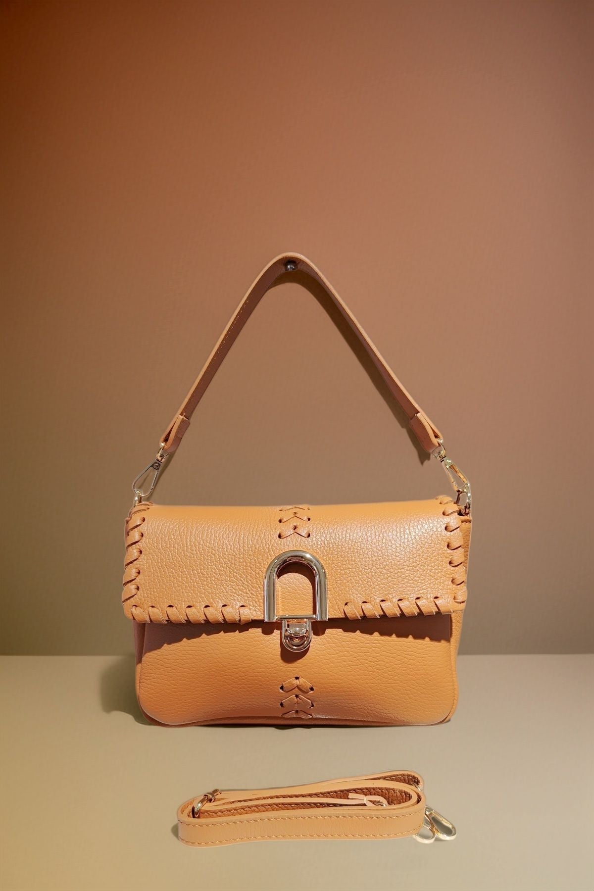 BM108 Camel Leather Shoulder Bag