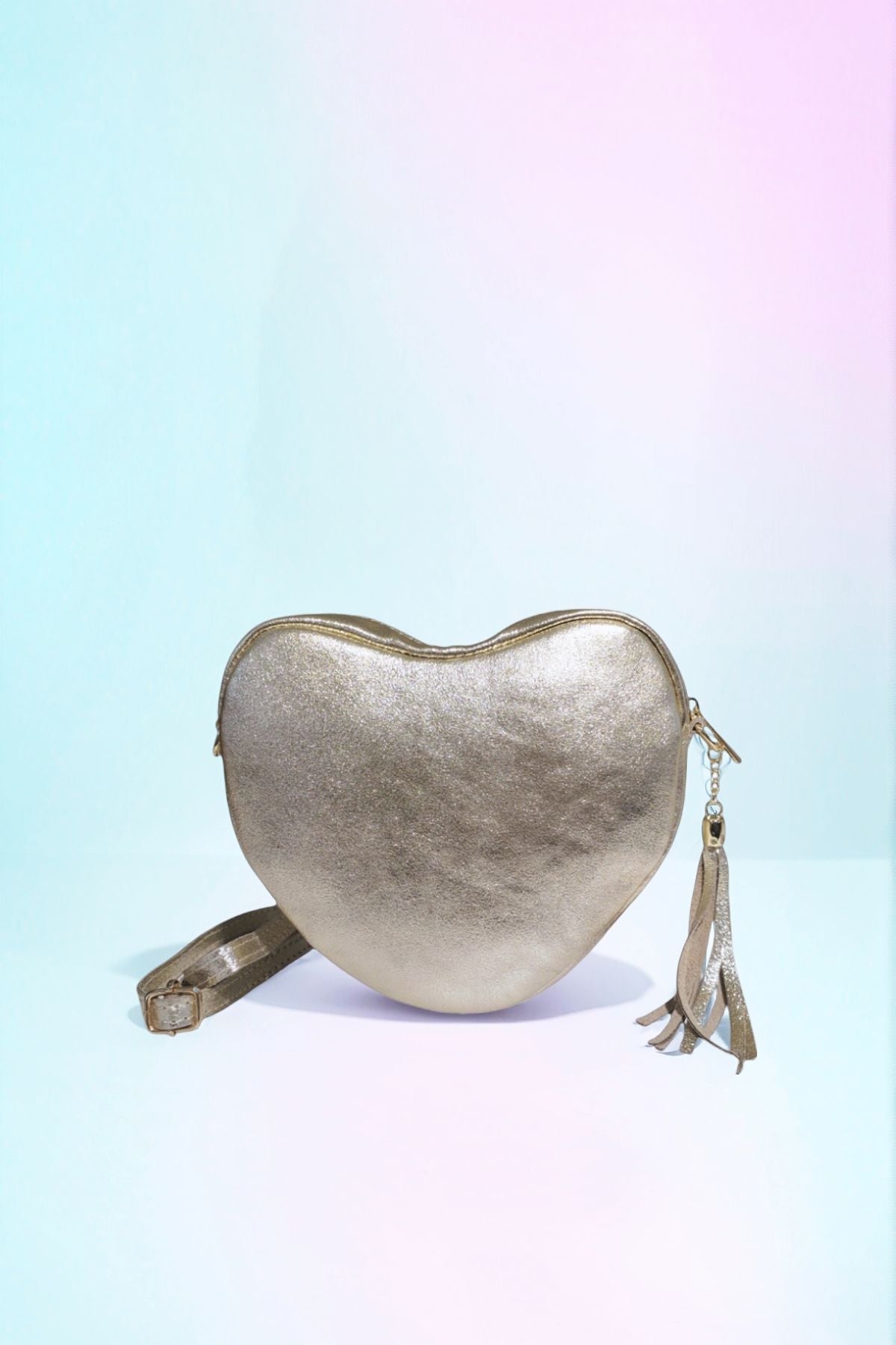 BM412 Gold Leather Heart Bag
