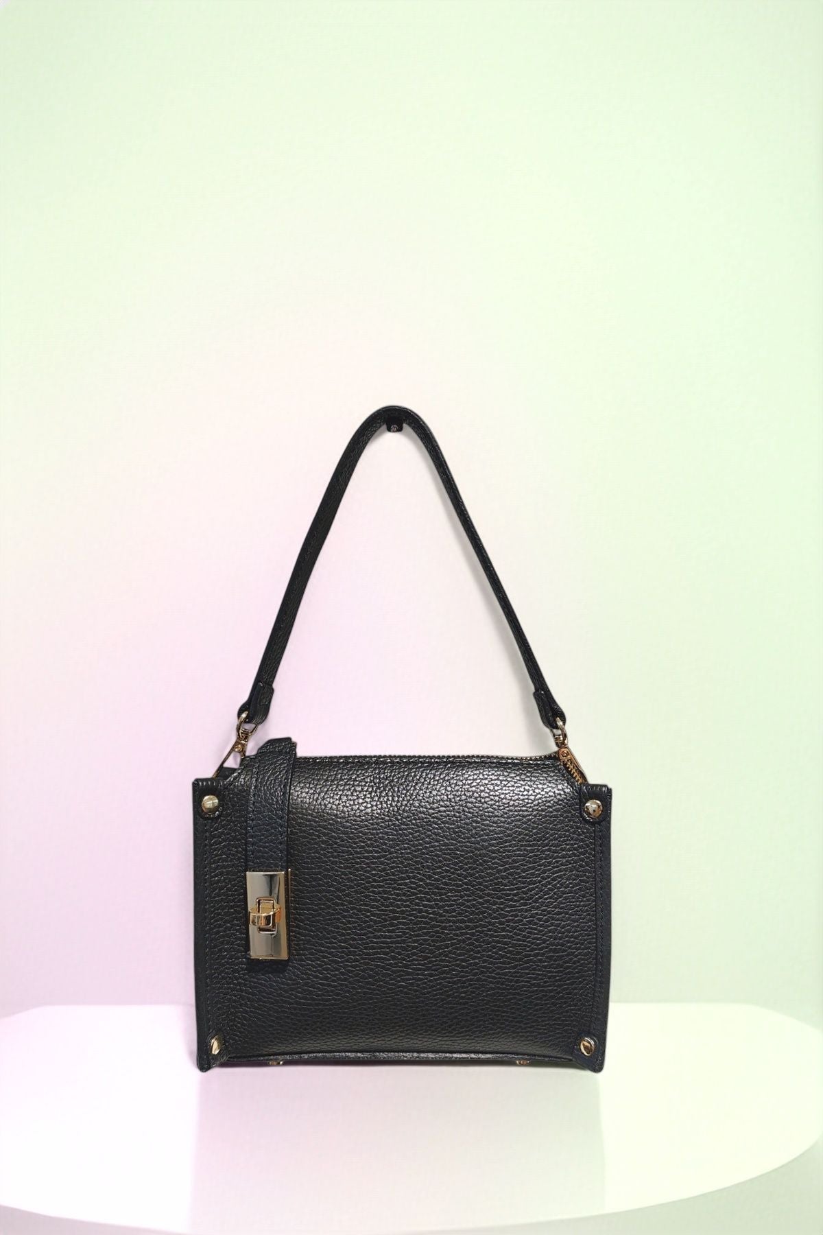 BM052 Black Leather Shoulder Bag