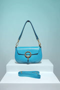 BM613 Turquoise Leather Shoulder Bag
