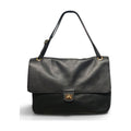 BM885 Black Leather Flap Bag