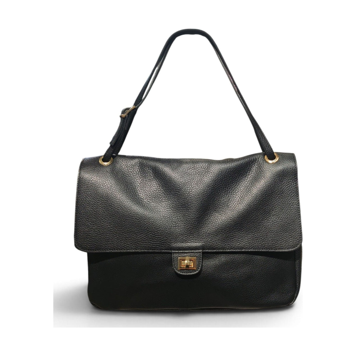 BM885 Black Leather Flap Bag