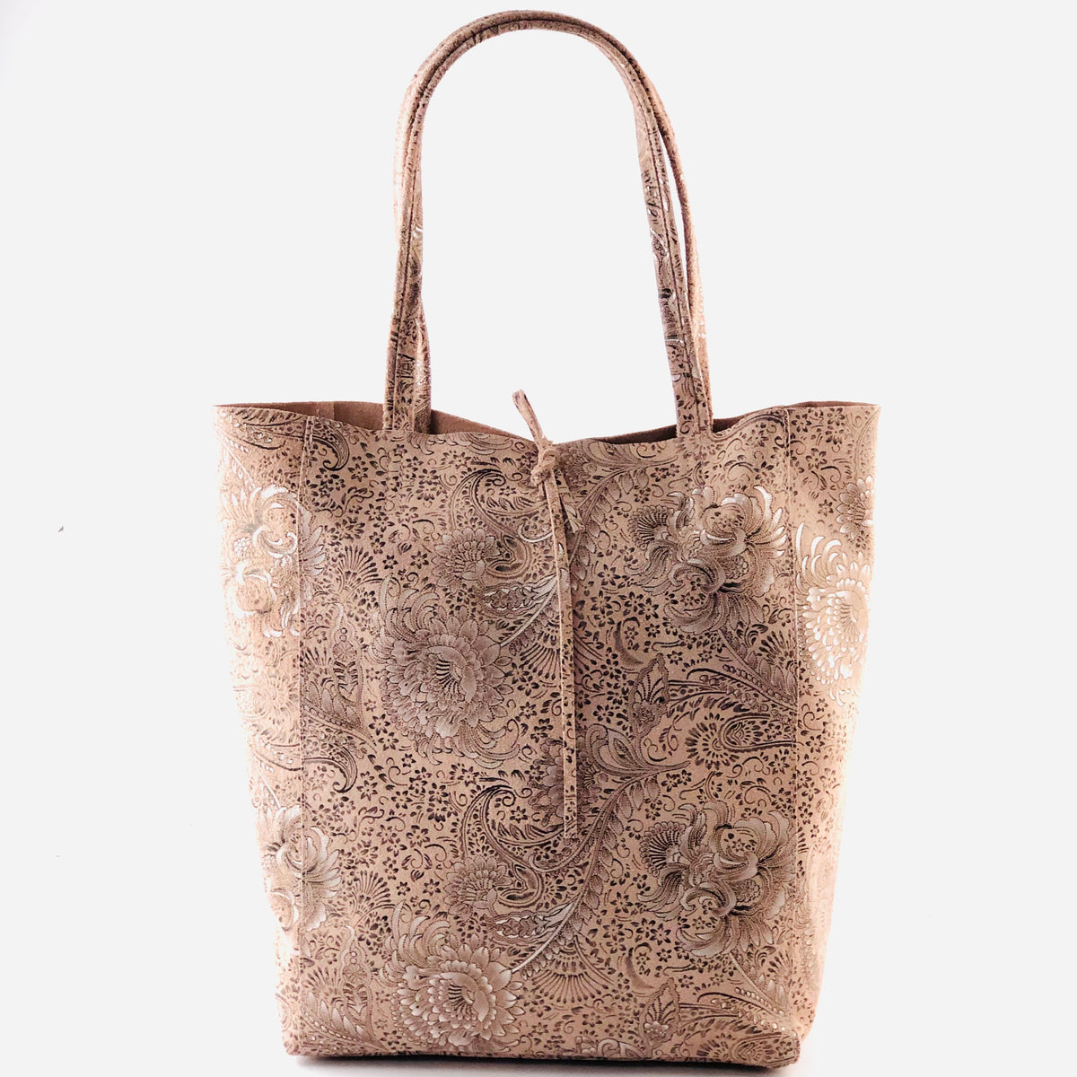 AG009 Dusty Pink Floral Suede Tote Bag