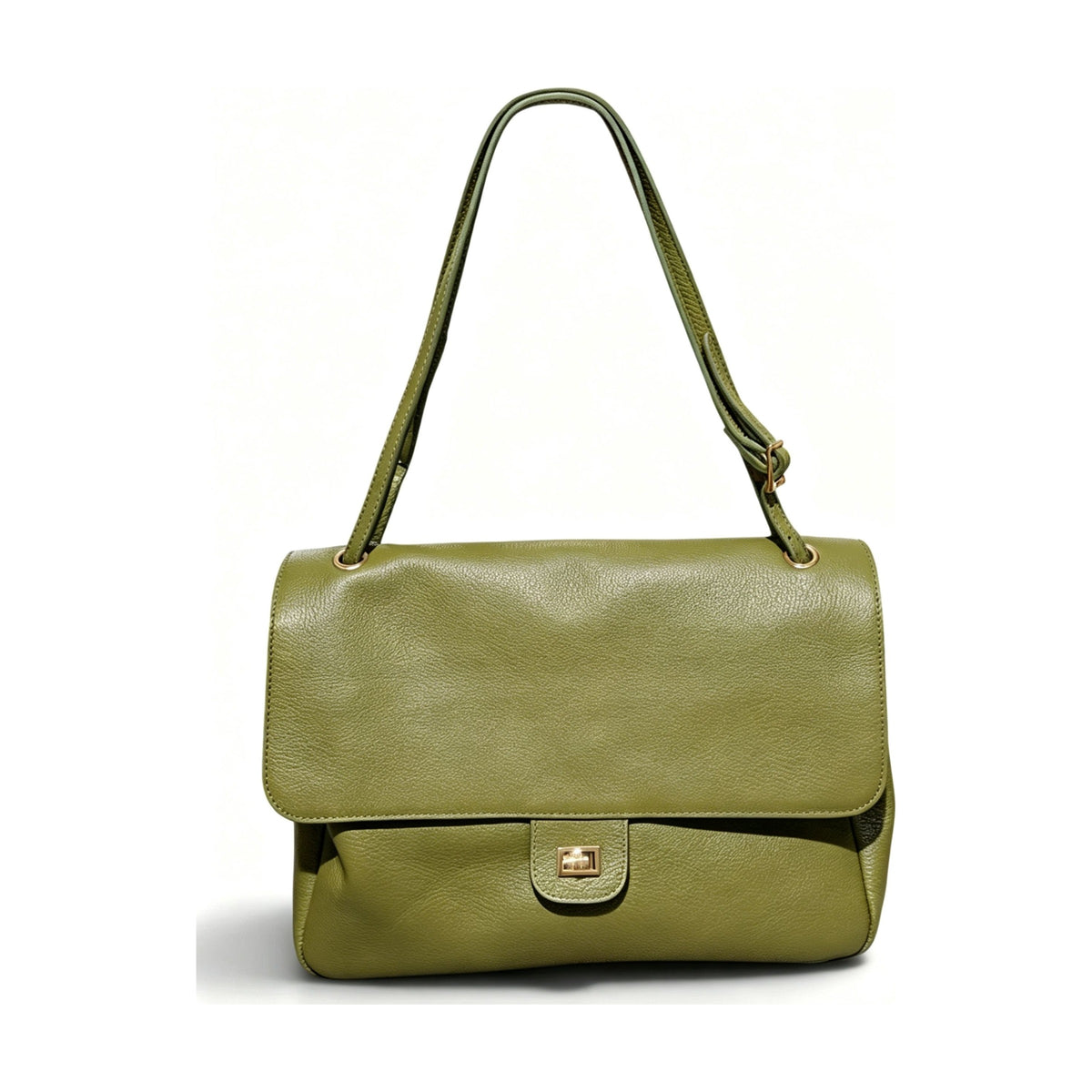 BM888 Khaki Leather Flap Bag