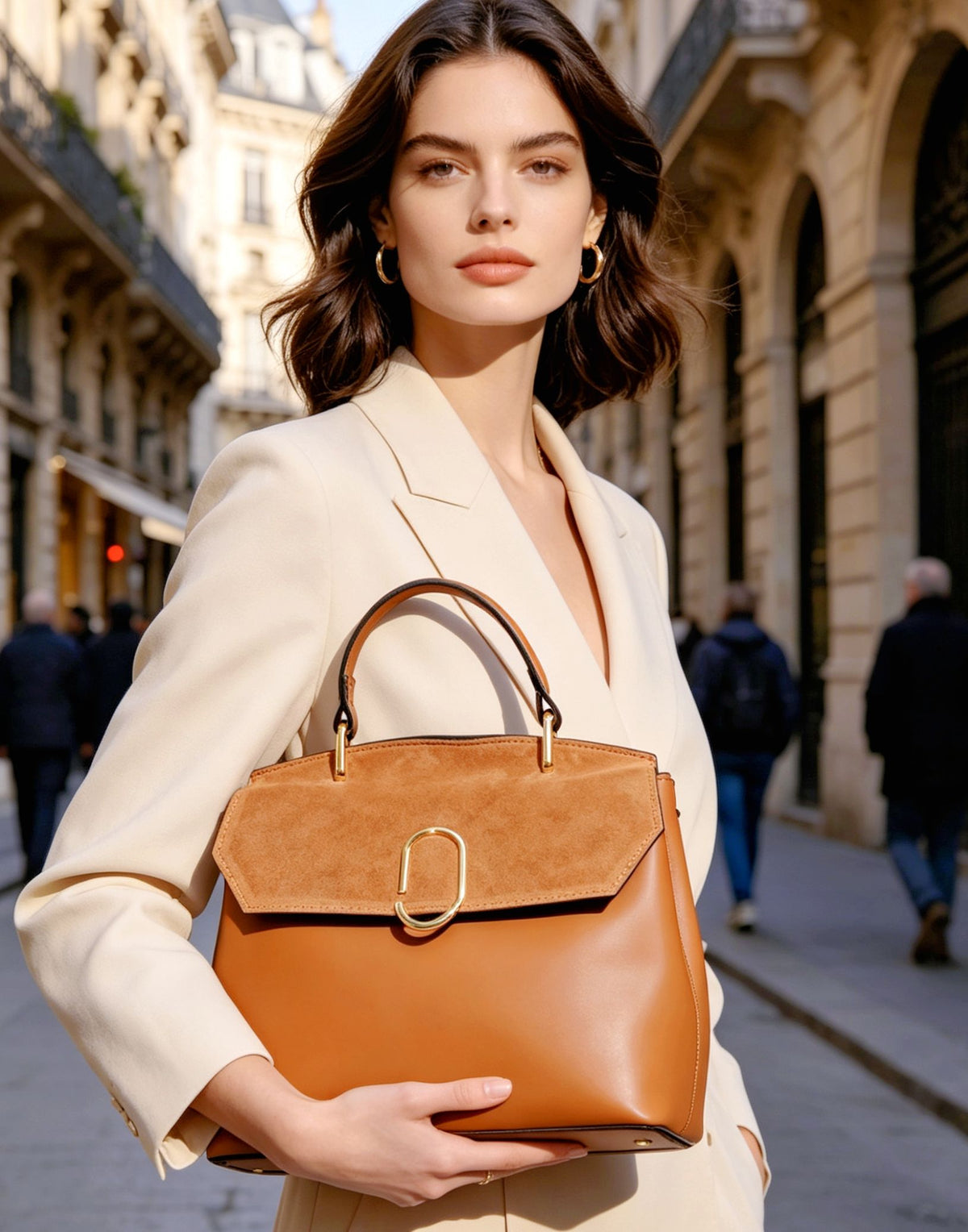 BM068 Camel Top Handle Bag