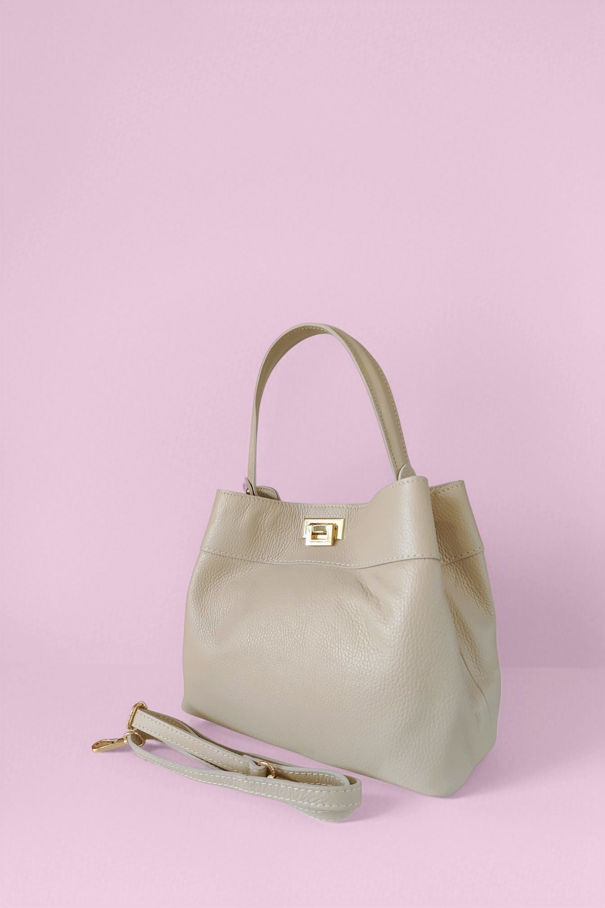 BM042 Cream Top Handle Bag