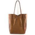 AG017 Tan Metallic Suede Tote Bag