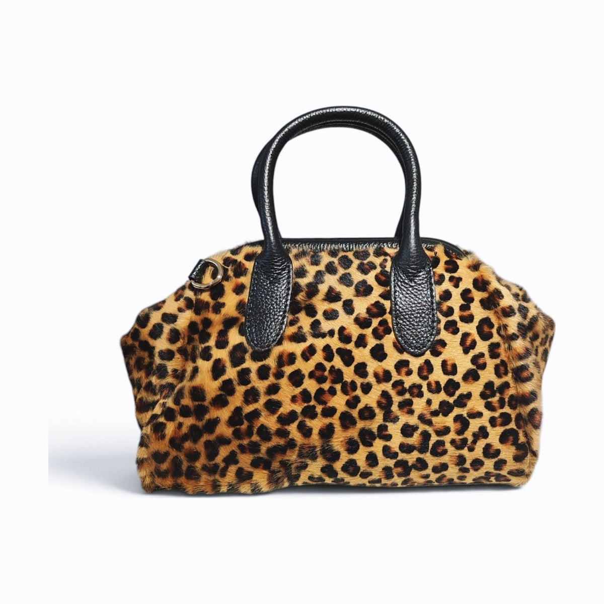 BM877 Fine Leopard Print Pony Hair Dome Bag