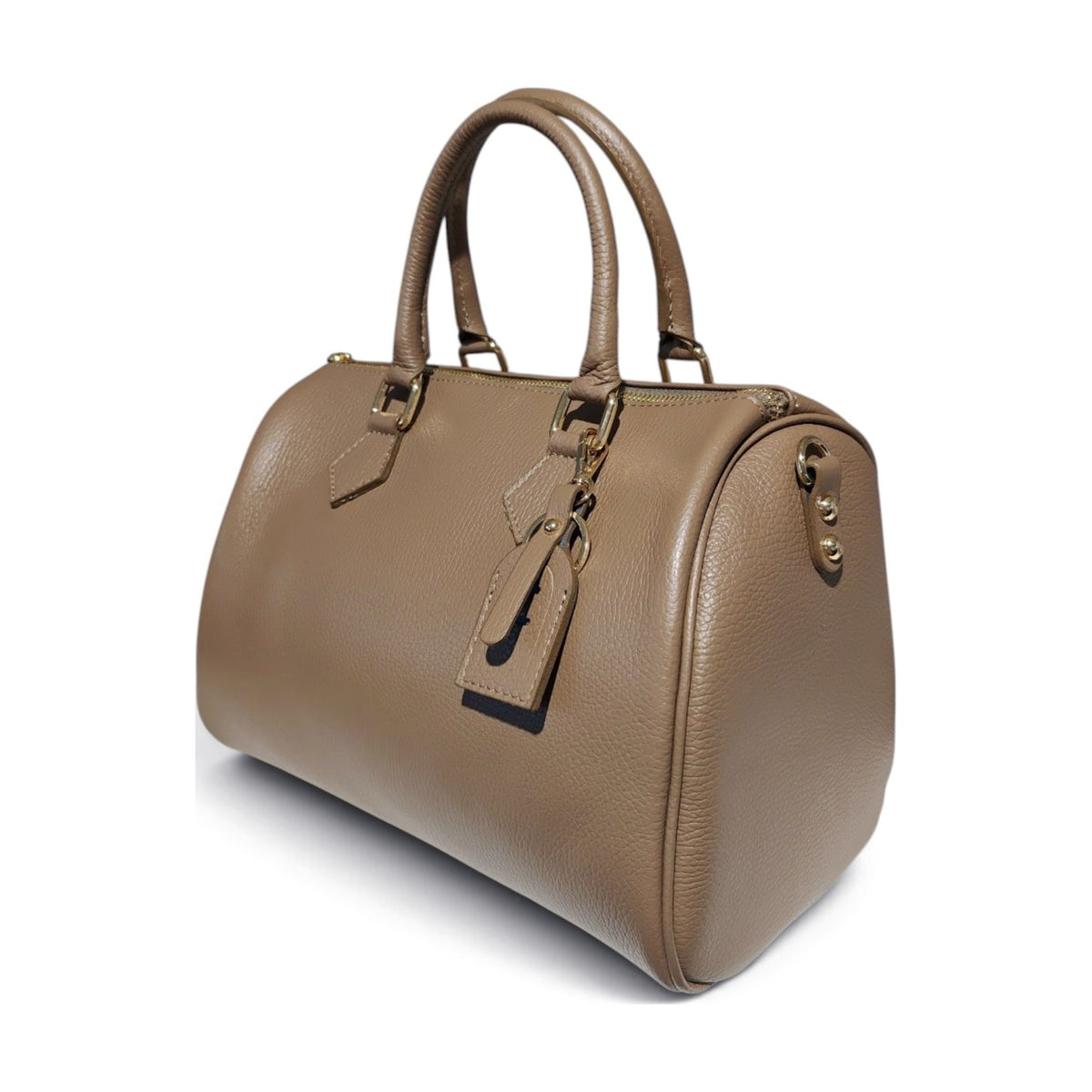 BM925 Taupe Leather Boston Bag