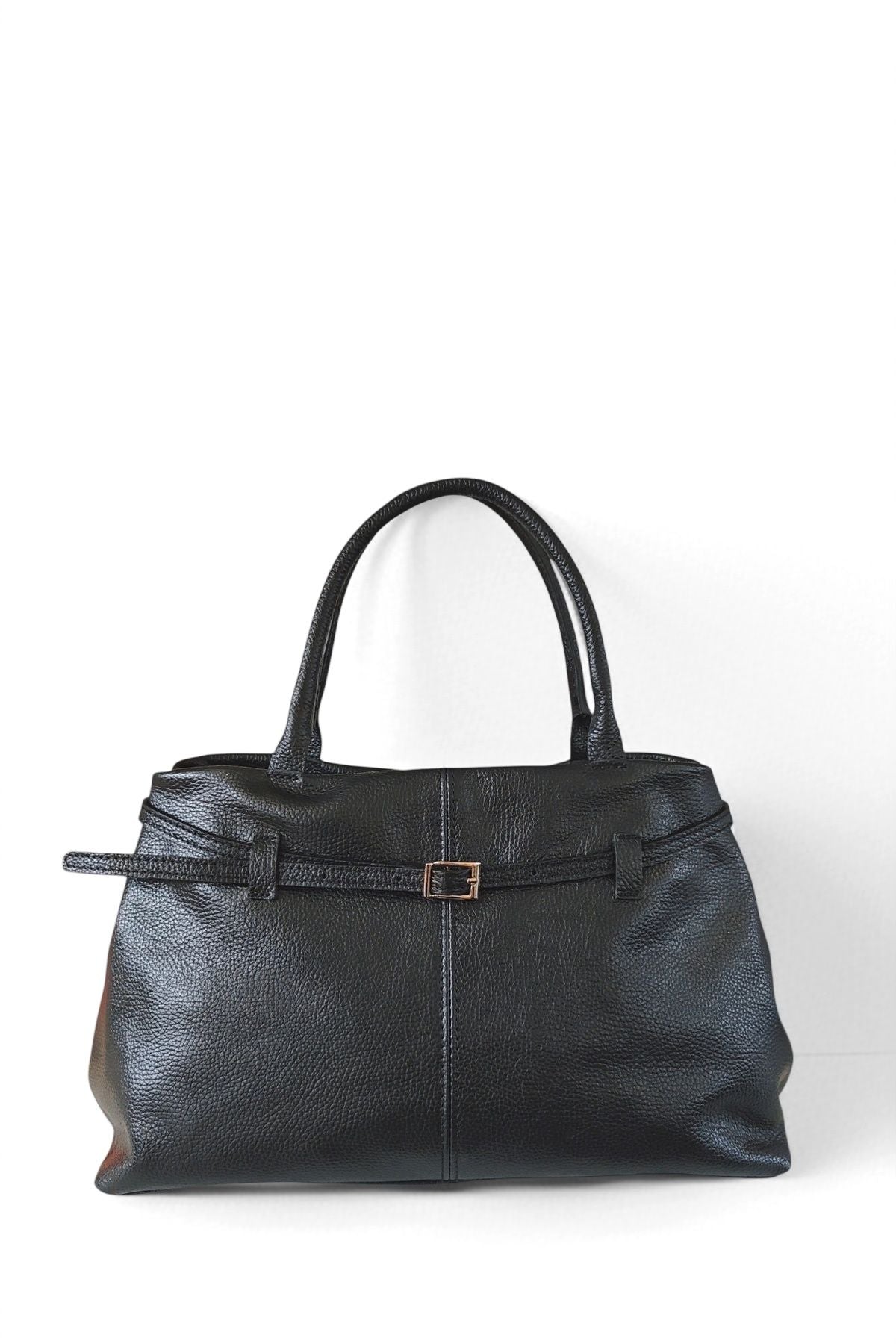 BM033 Black Leather Tote Bag