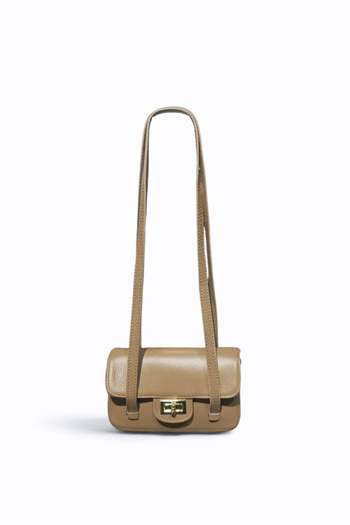 BM003 Taupe Leather Crossbody Bag