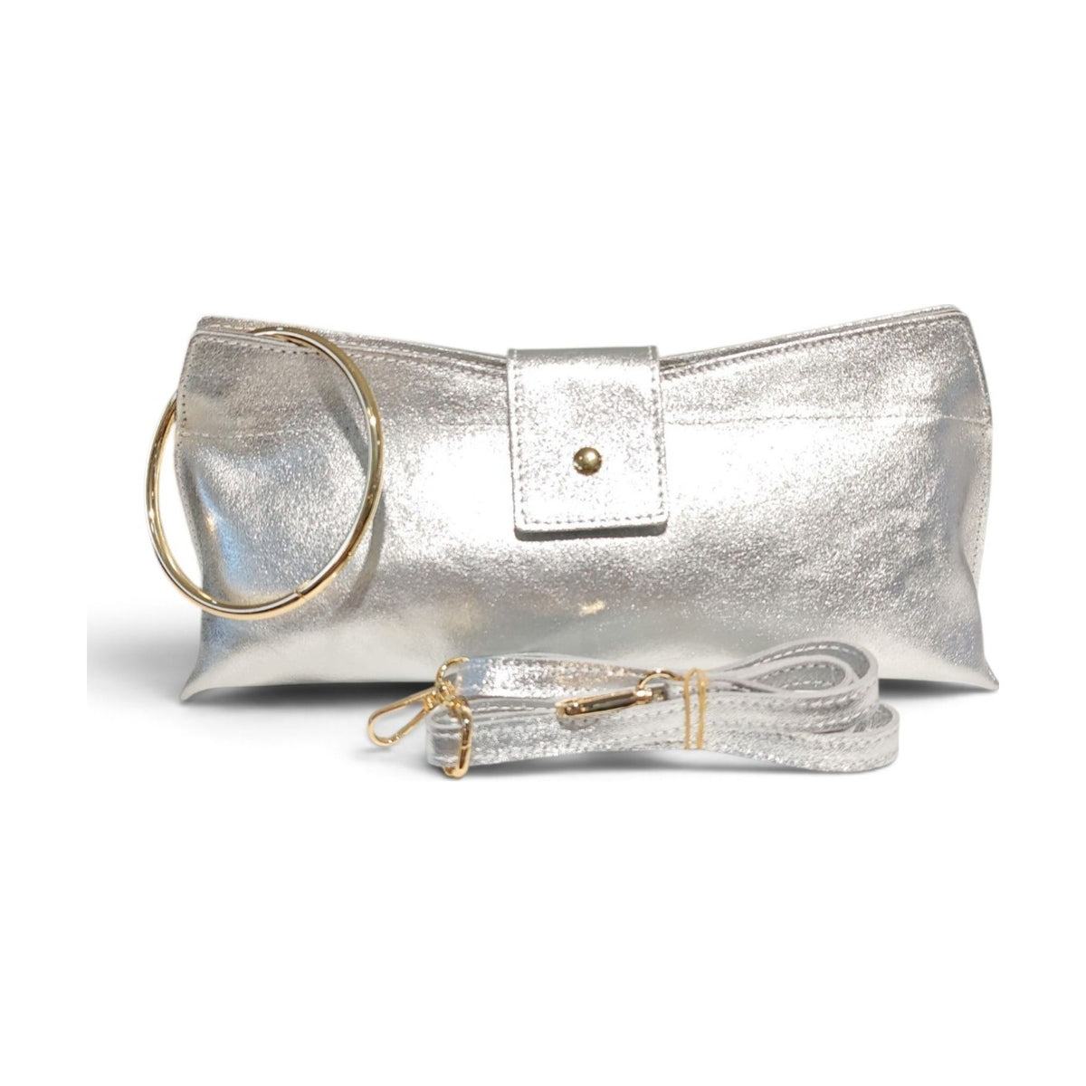 BM912 Silver Metallic Ring Clutch