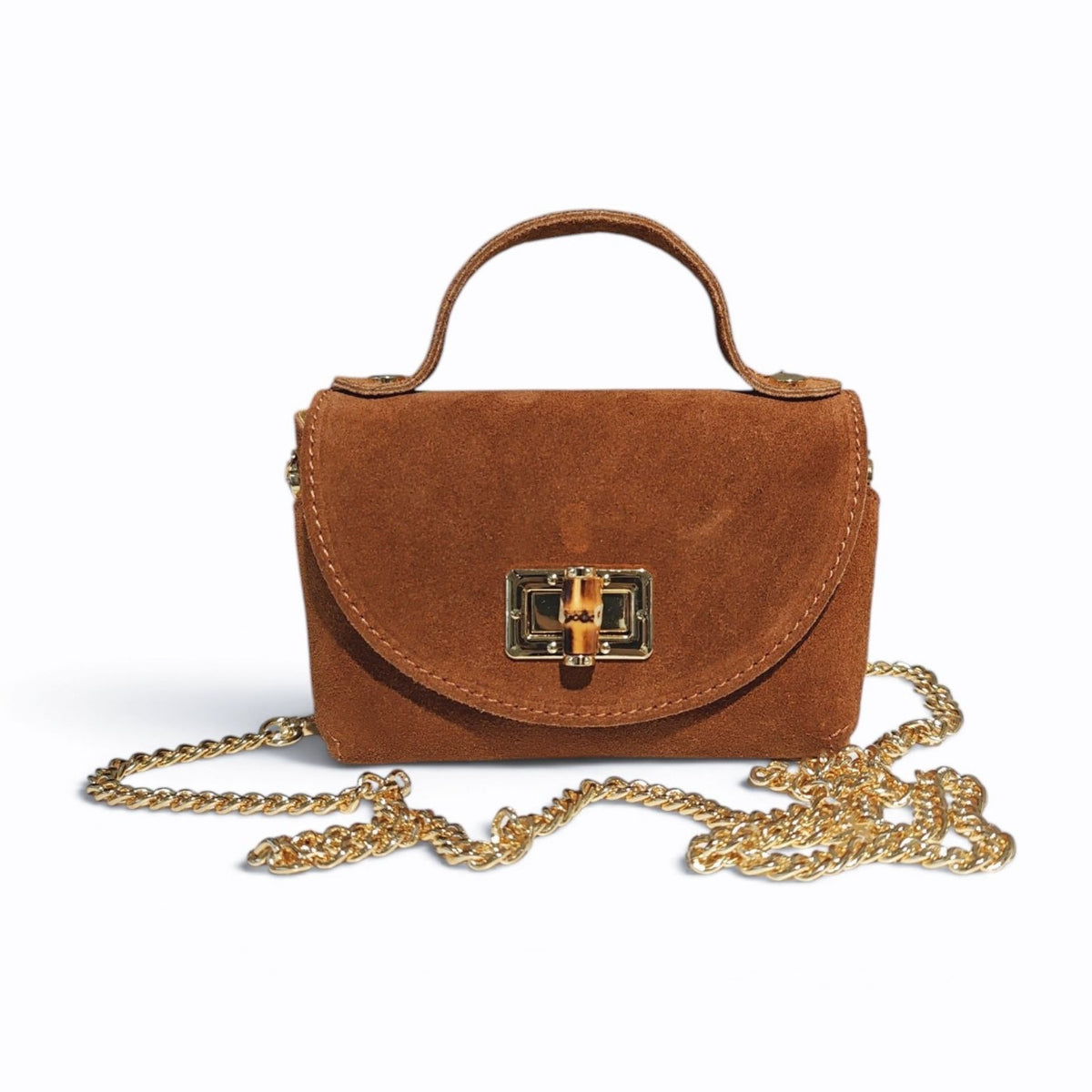 BM845 Camel Suede Crossbody Bag