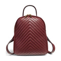 BM864 Dark Burgundy Quilted Leather Backpack