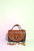 BM375 Black Camel Leather Crossbody Bag