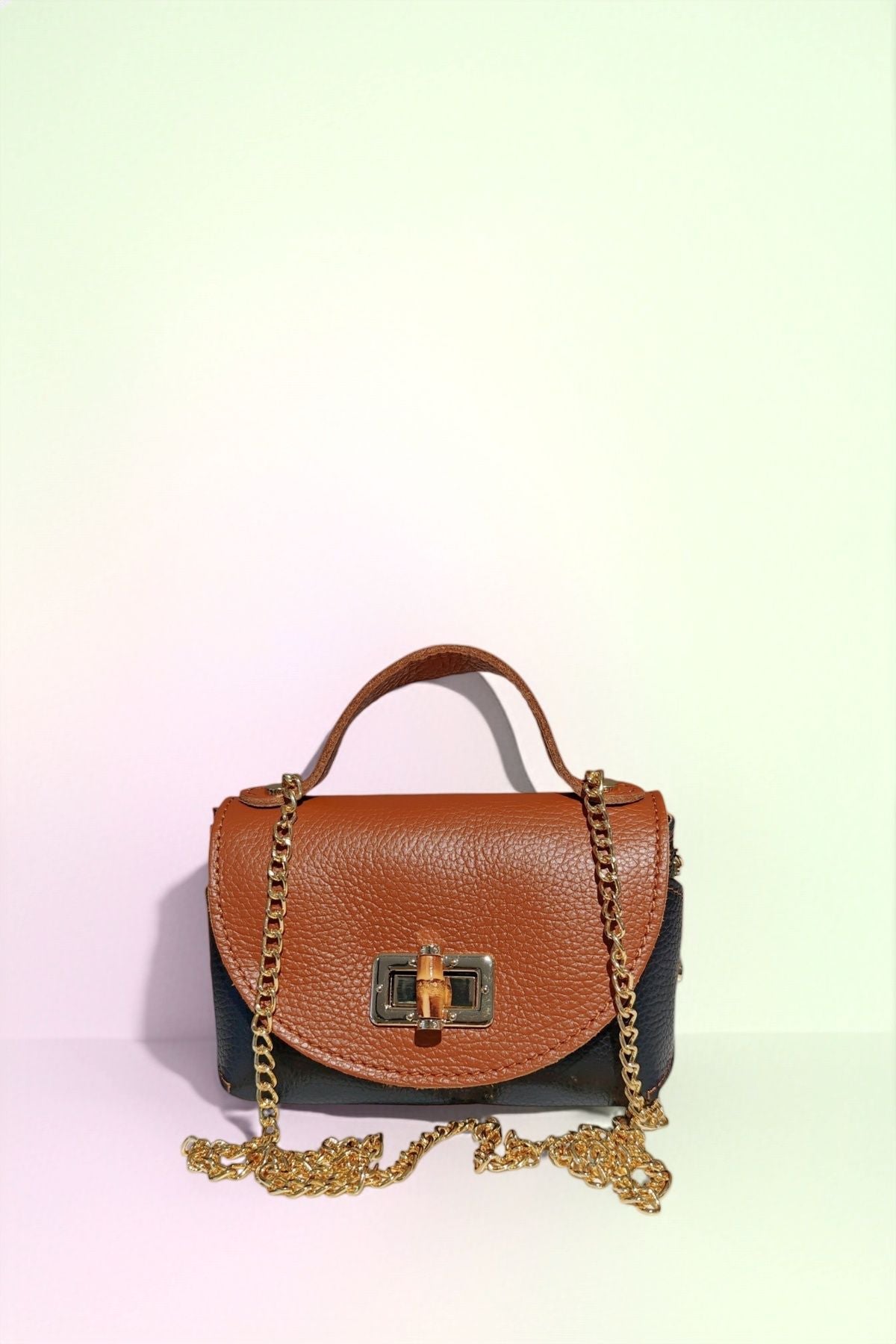 BM375 Black Camel Leather Crossbody Bag