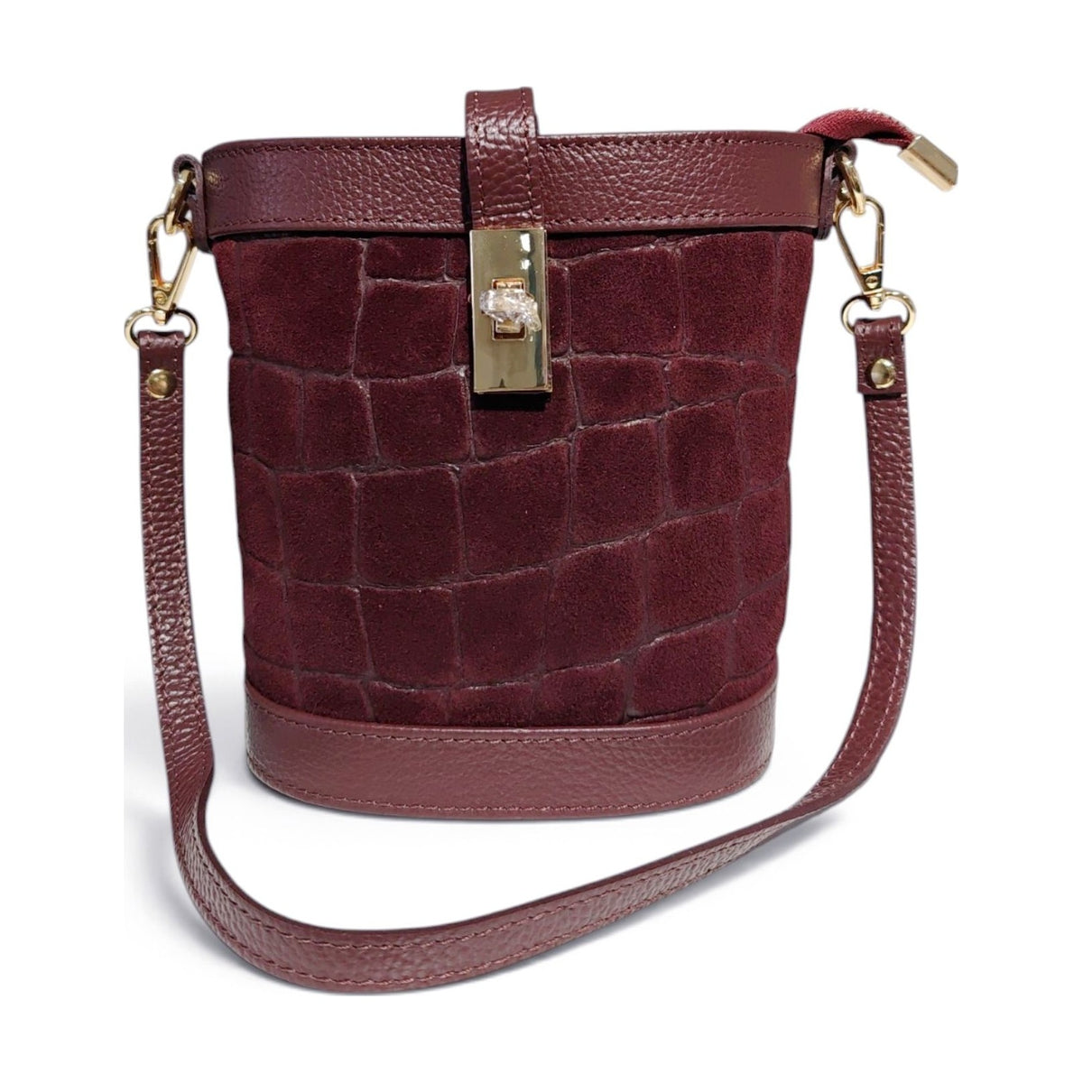 BM895 Plum Croc Bucket Bag