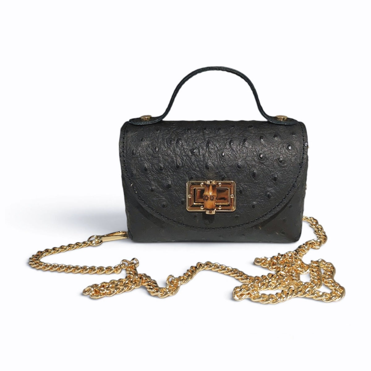 BM835 Black Textured Leather Crossbody Bag