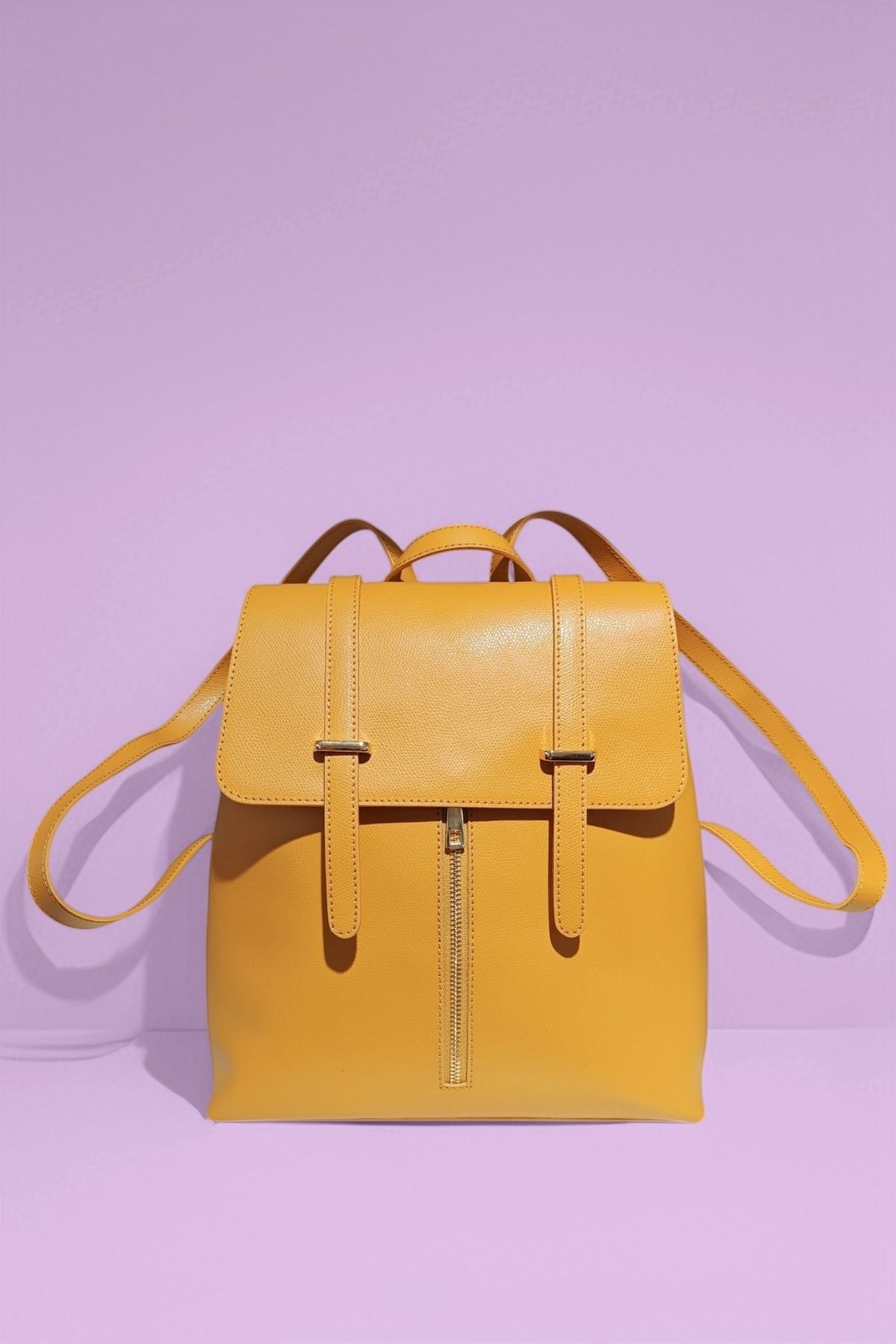 BM048 Mustard Leather Backpack Bag