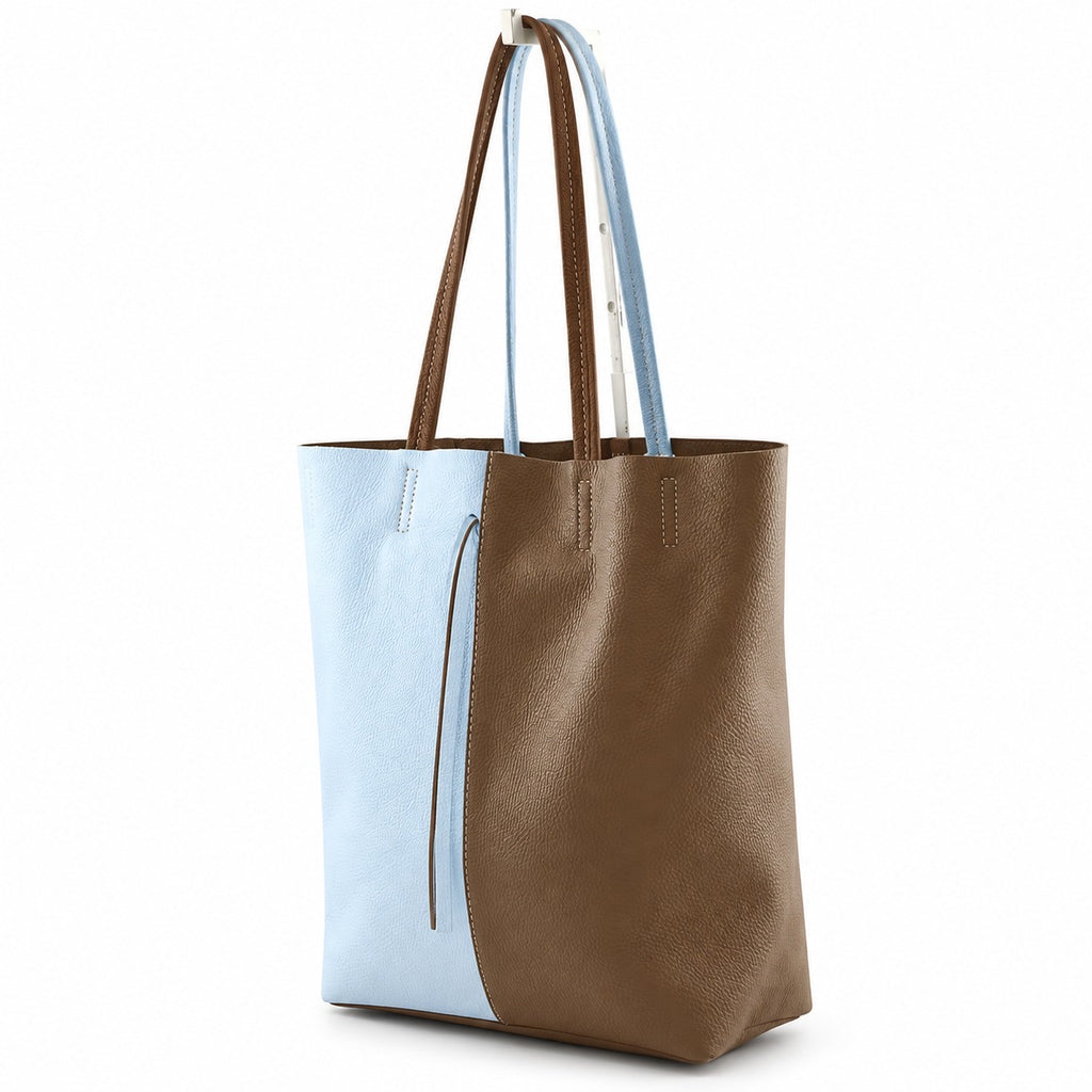 AG004 Baby Blue Hazelnut Leather Tote Bag