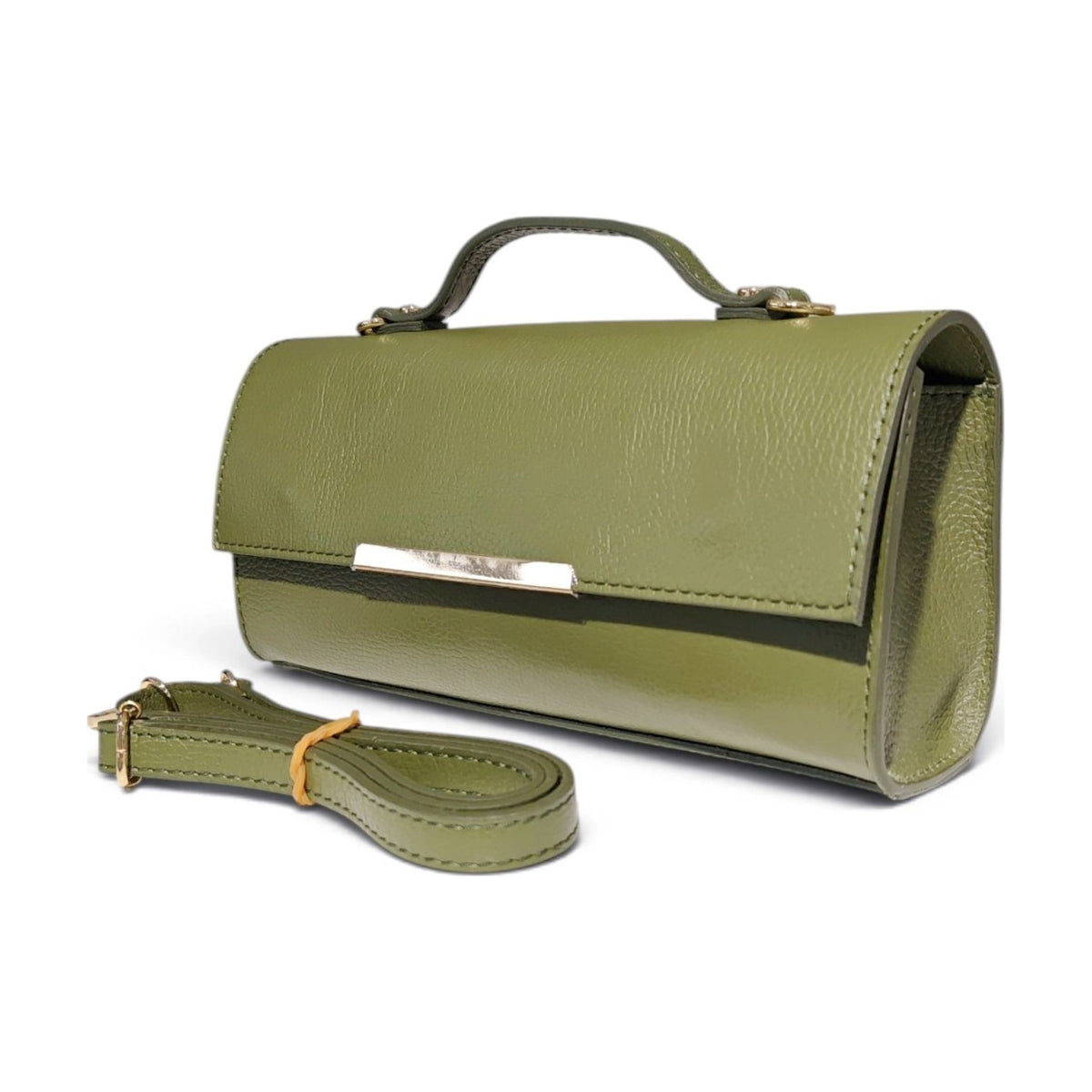 BM955 Khaki Leather Top Handle Bag