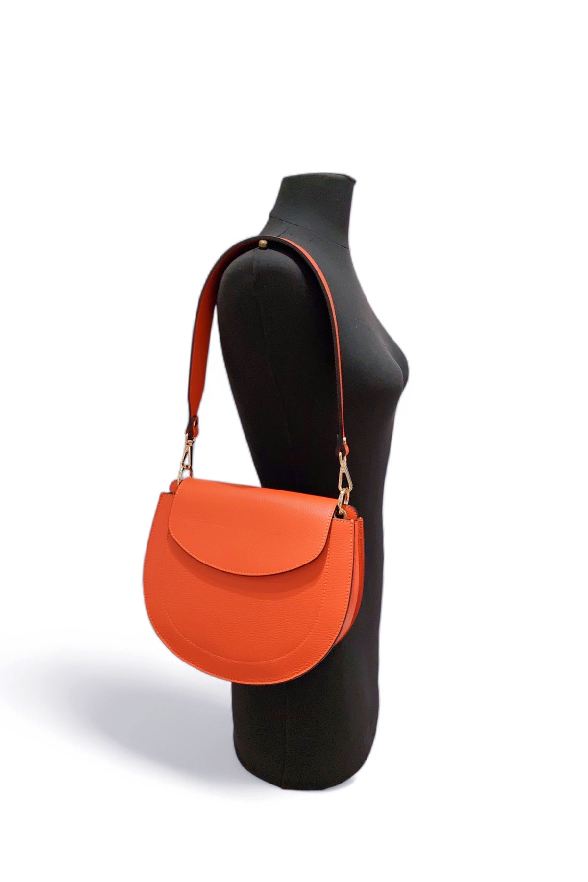 BM722 Dark Orange Leather Crossbody Bag