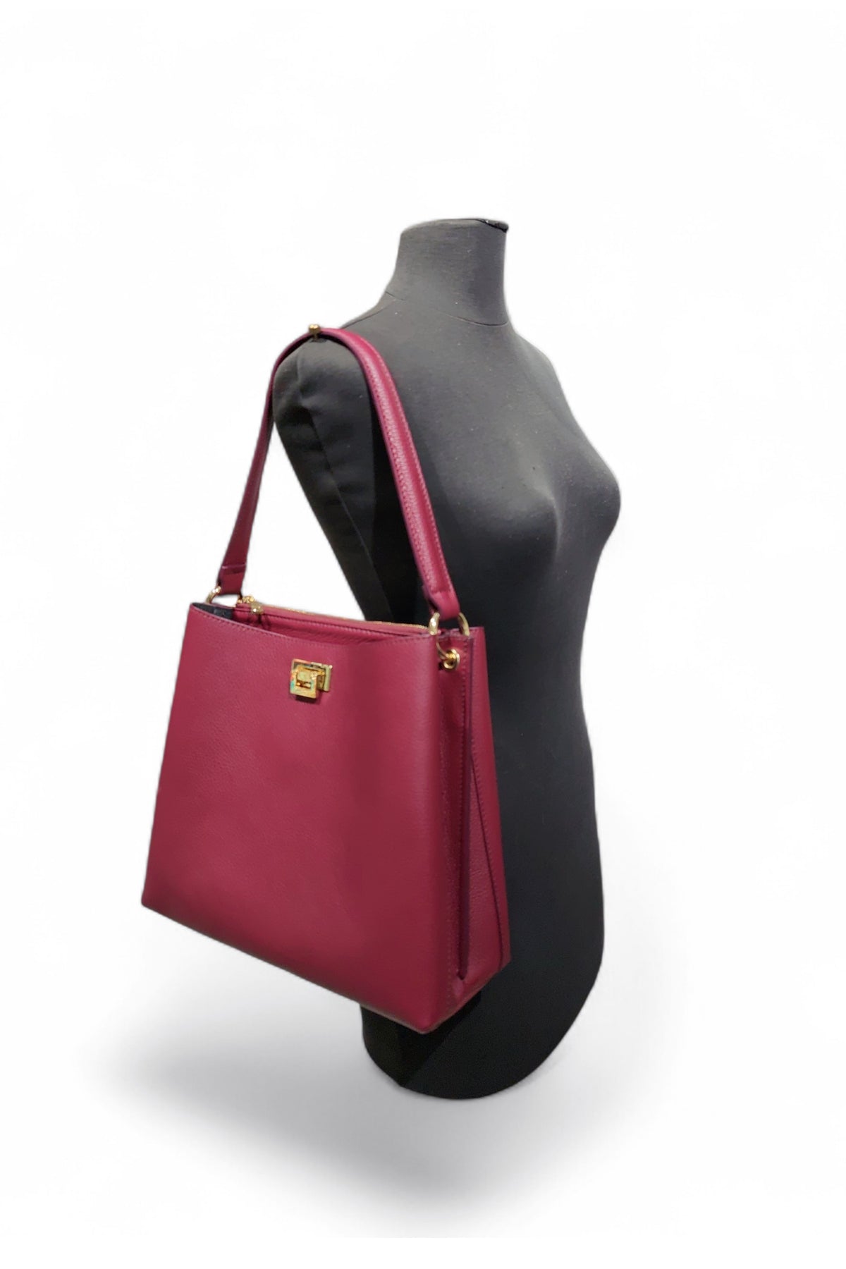 BM211 Plum Leather Shoulder Bag