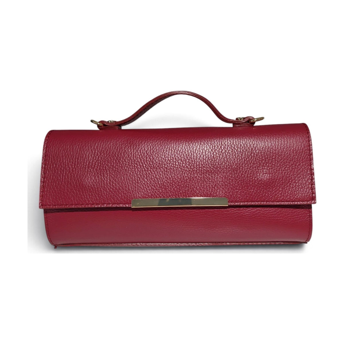 BM957 Plum Leather Top Handle Bag