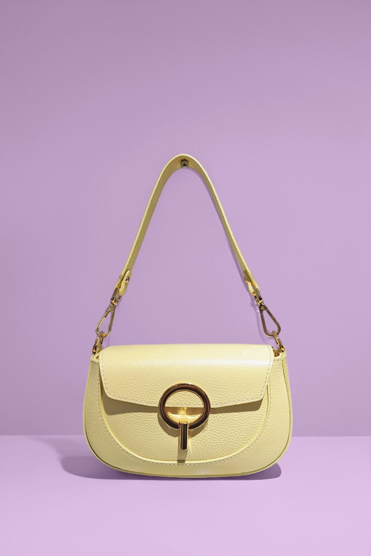 BM615 Light Yellow Leather Shoulder Bag