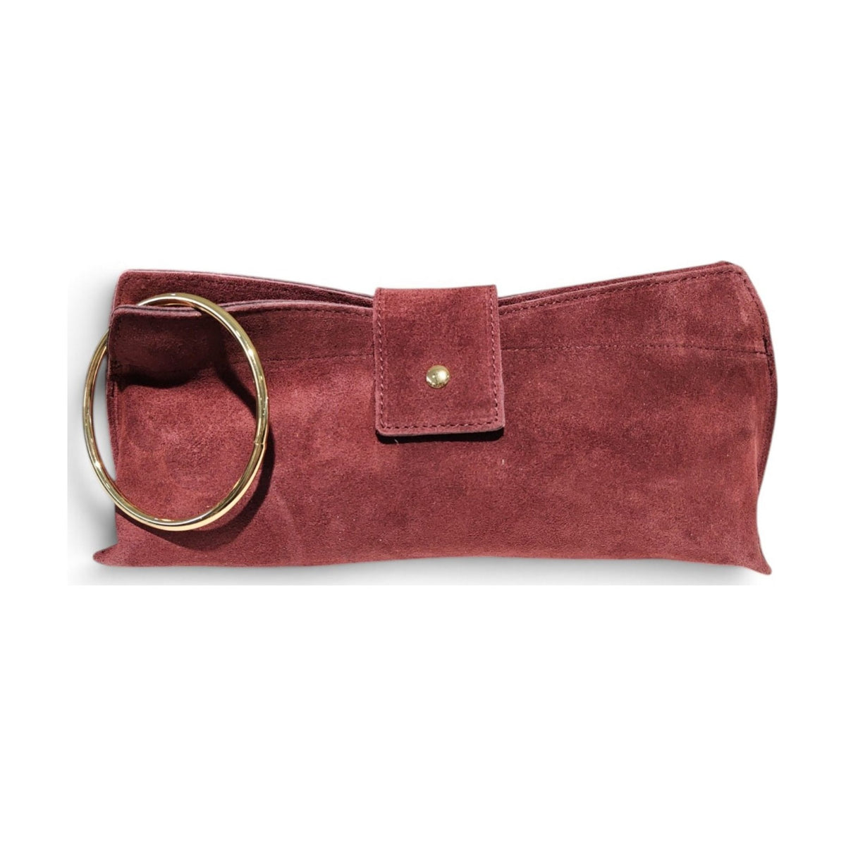 BM905 Burgundy Suede Ring Clutch