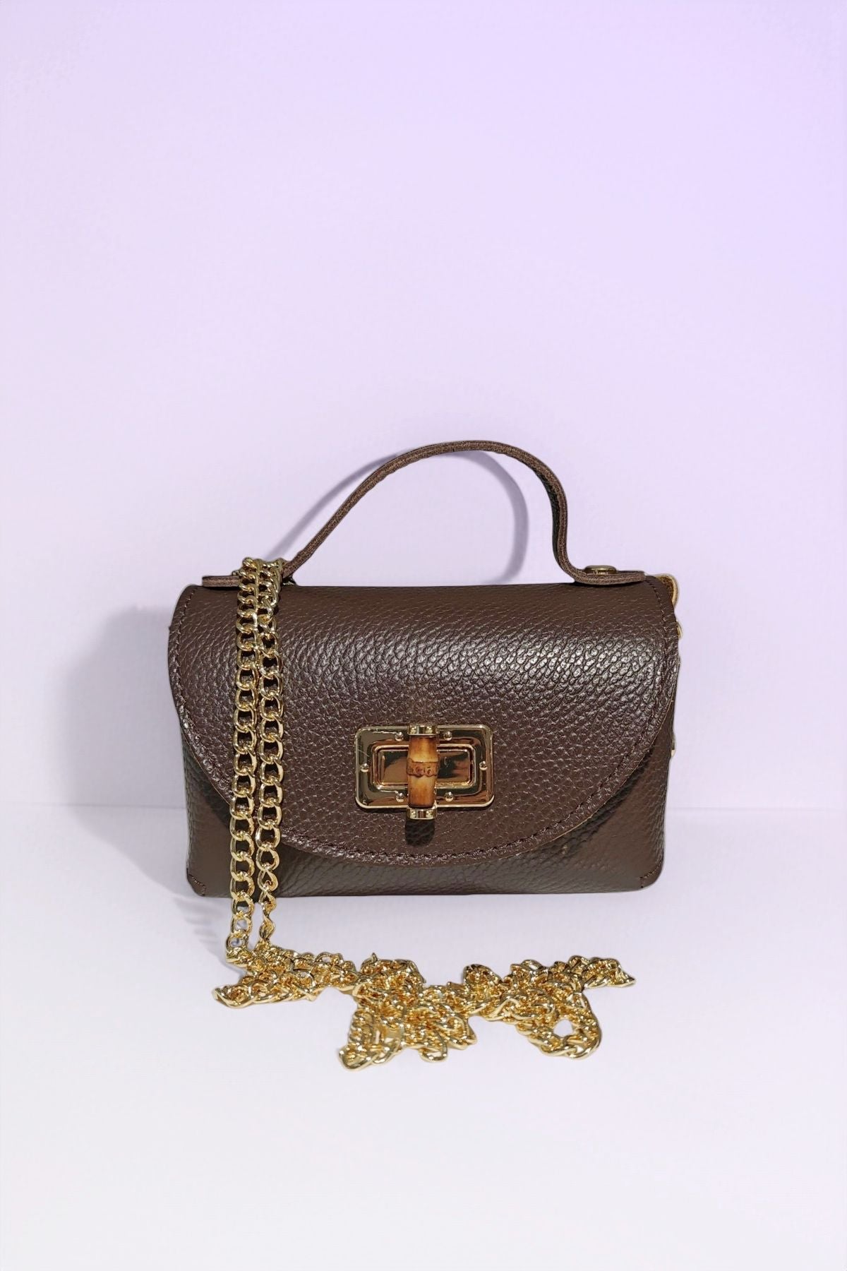 BM363 Chocolate Leather Crossbody Bag