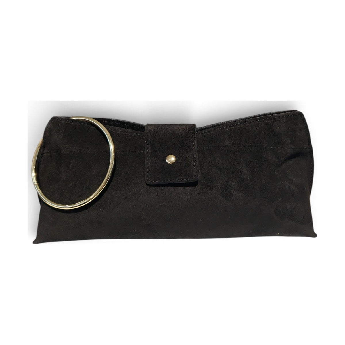 BM906 Black Suede Ring Clutch