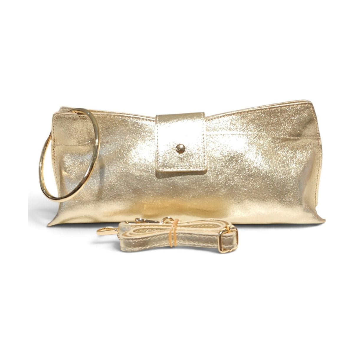BM913 Gold Metallic Ring Clutch