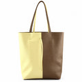 AG002 Pale Yellow Hazelnut Leather Tote Bag