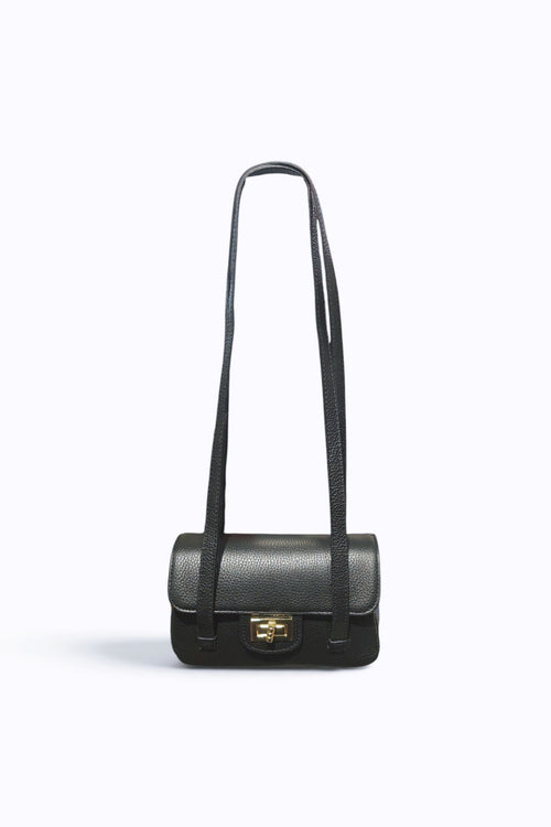 BM001 Black Leather Crossbody Bag