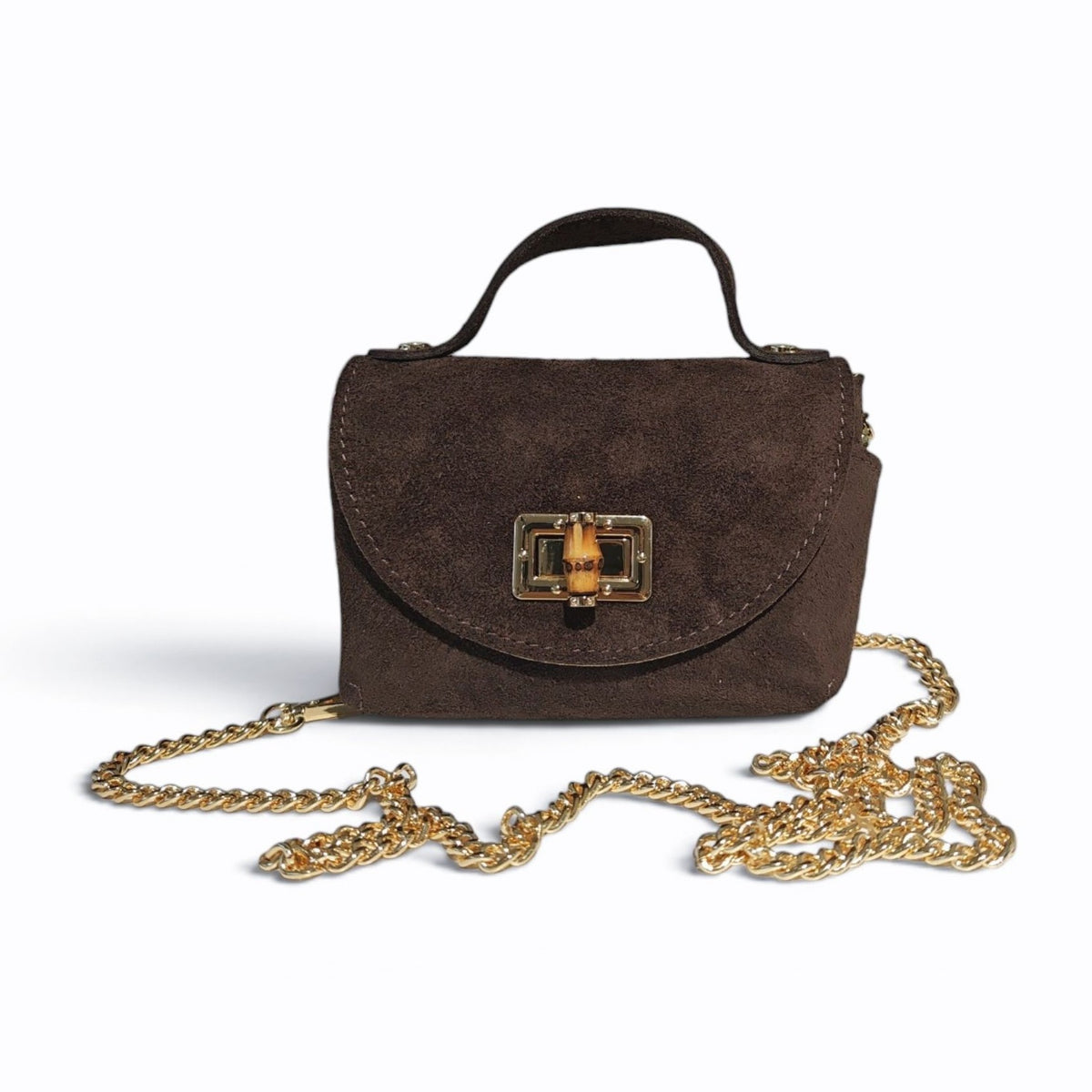 BM843 Chocolate Suede Crossbody Bag