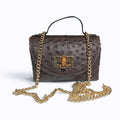 BM836 Chocolate Textured Leather Crossbody Bag