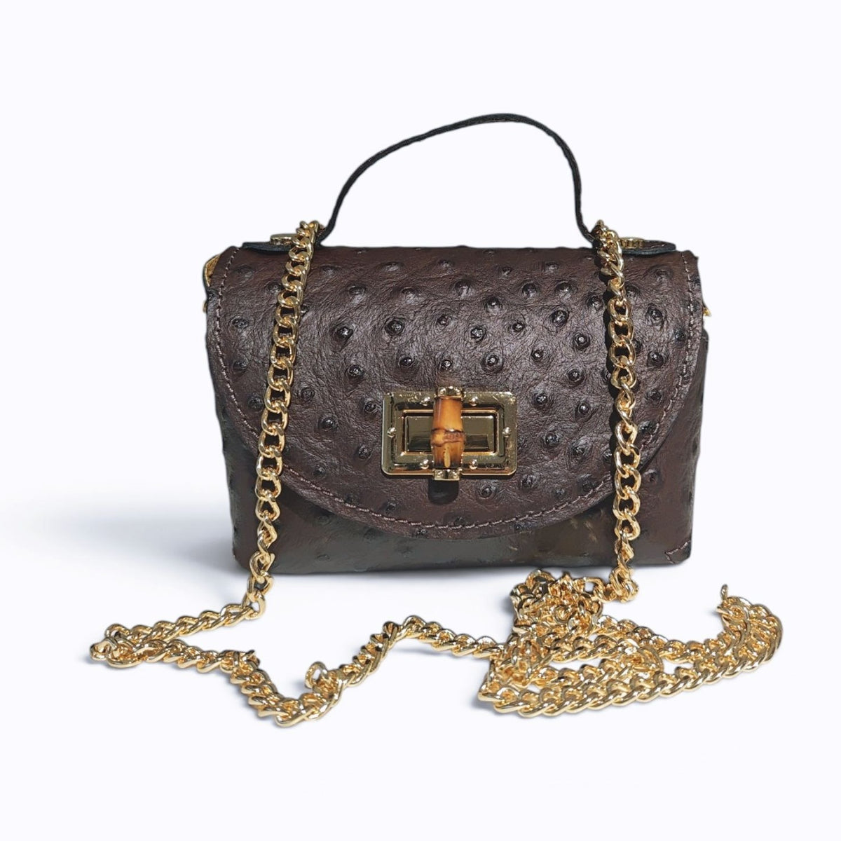 BM836 Chocolate Textured Leather Crossbody Bag