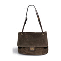 BM883 Chocolate Suede Flap Bag