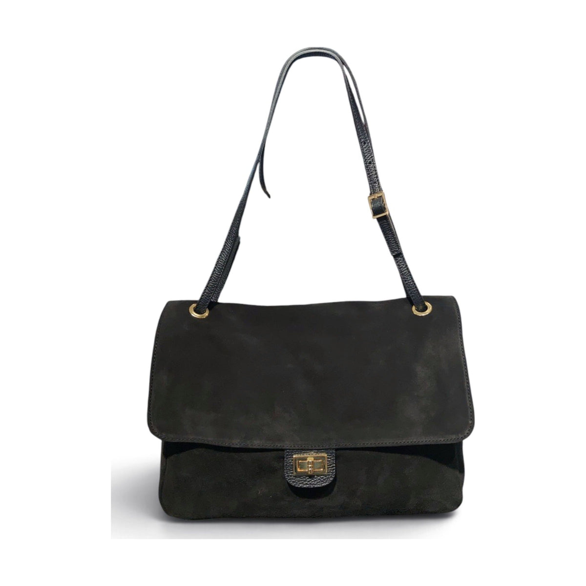 BM882 Black Suede Flap Bag