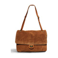 BM884 Dark Camel Suede Flap Bag