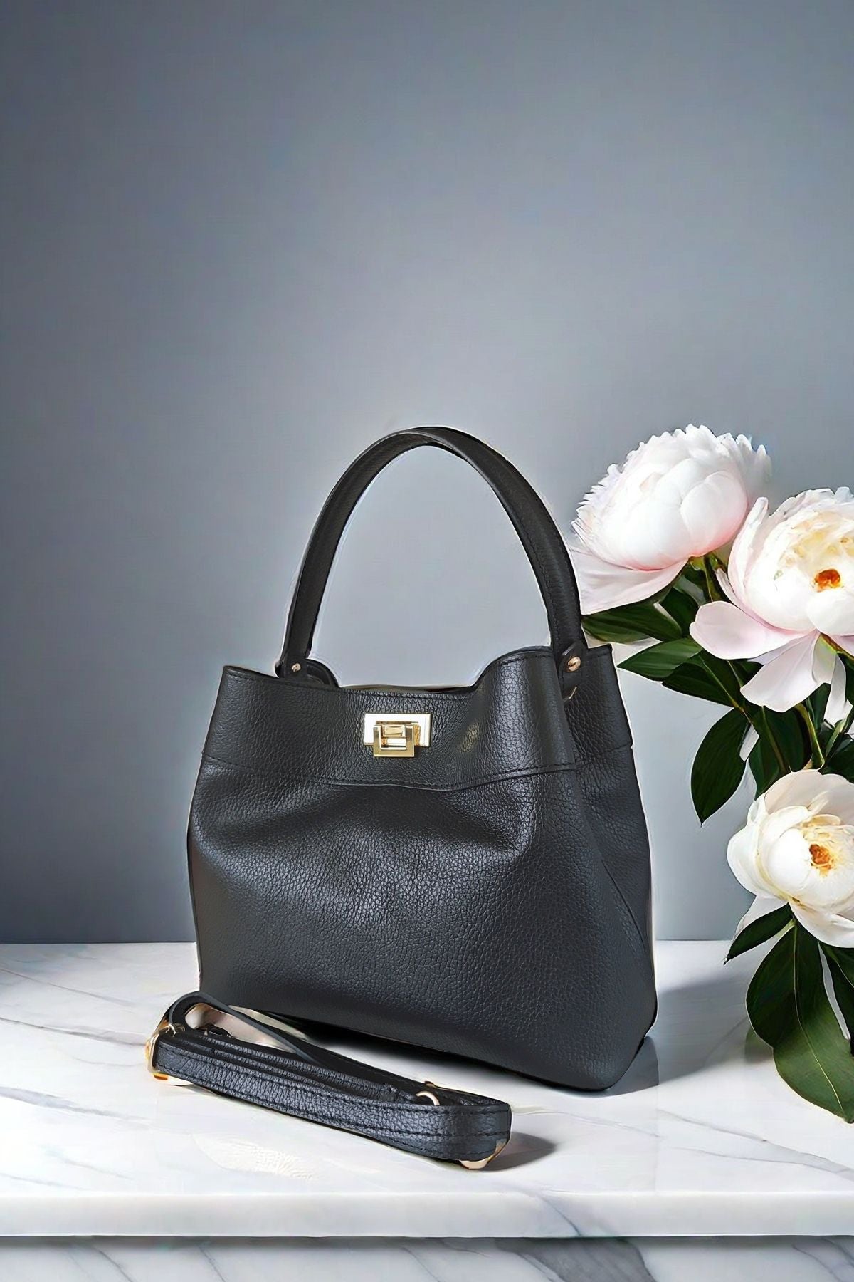 BM041 Black Top Handle Bag