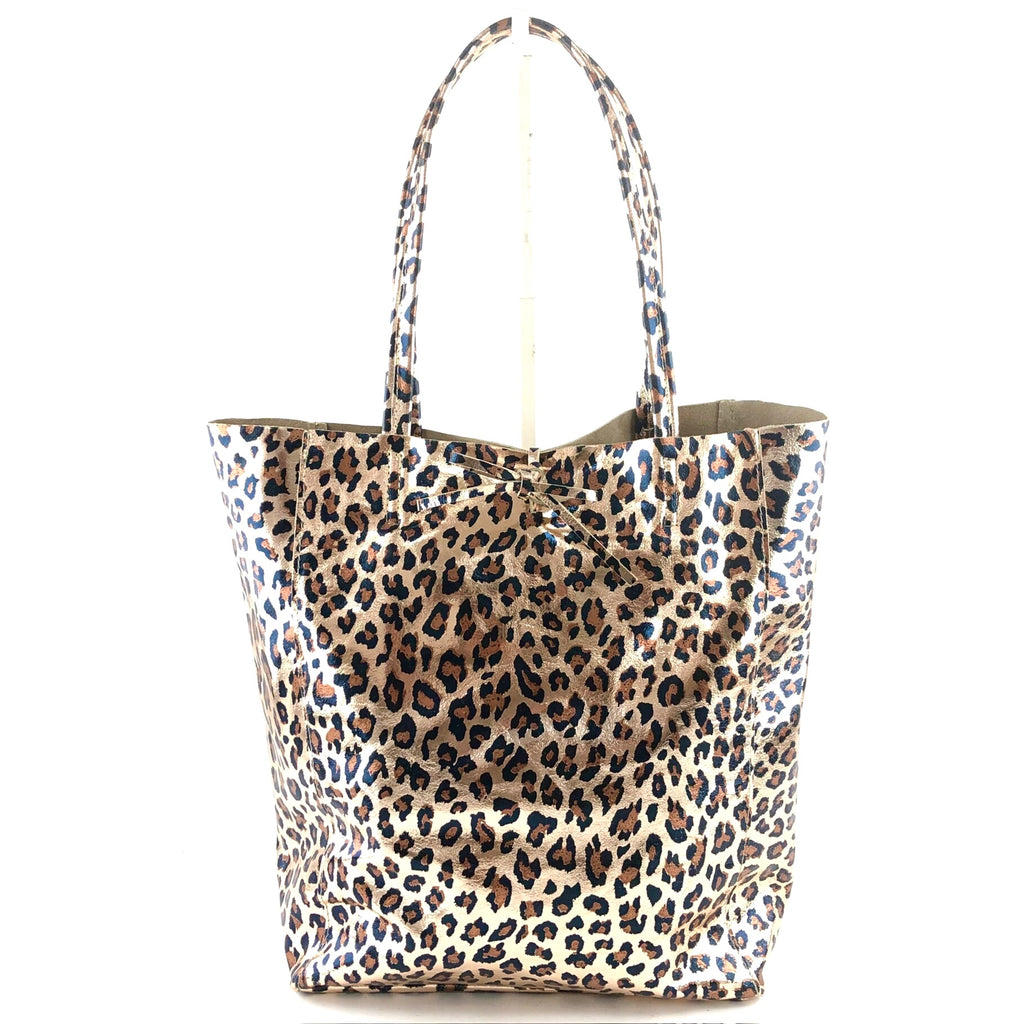 AG020 Gold Leopard Metallic Tote Bag