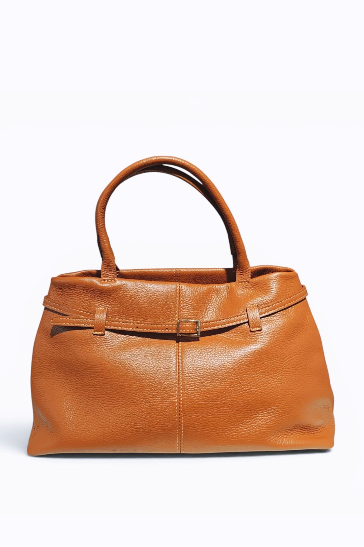 BM034 Dark Camel Leather Tote Bag