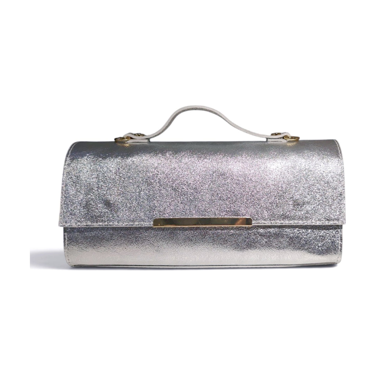 BM944 Silver Metallic Top Handle Bag