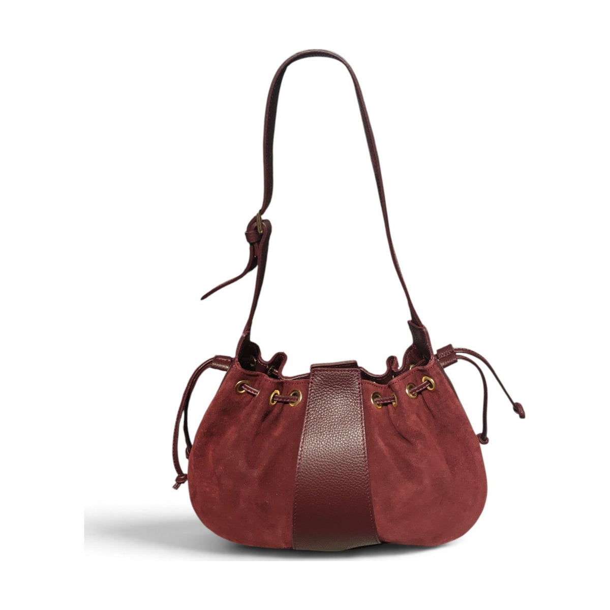 BM893 Plum Drawstring Bucket Bag