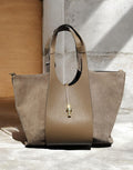 BM938 Taupe Suede Panel Tote