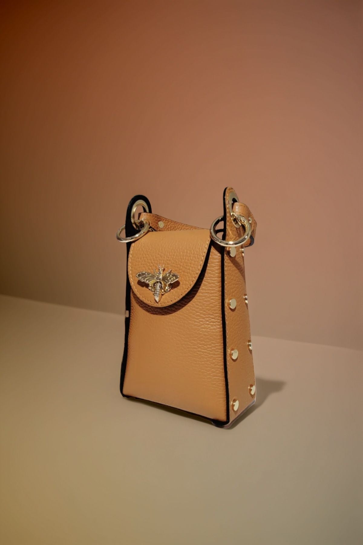 BM761 Dark Camel Leather Crossbody Bag